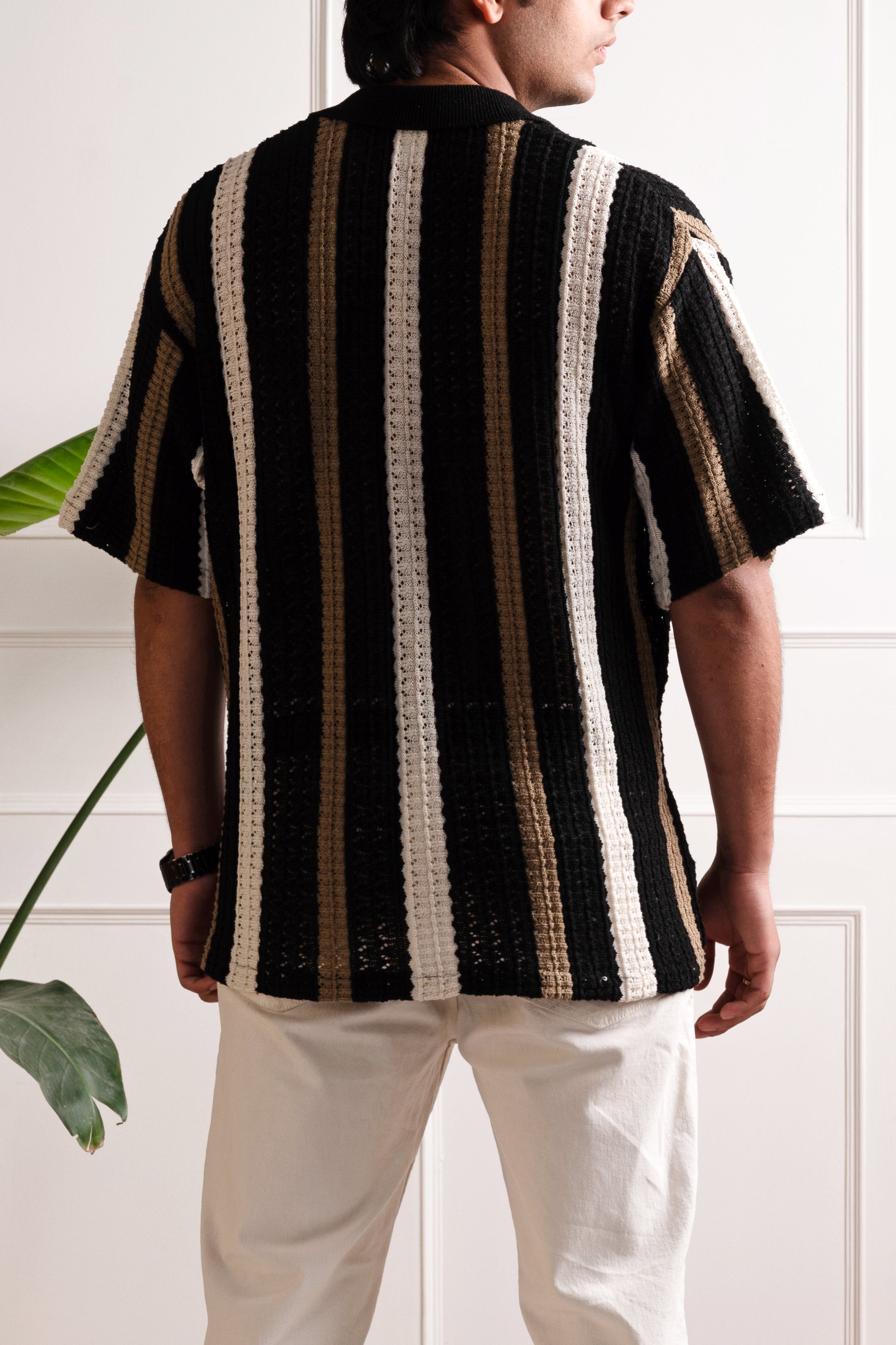 Black Knit Polo Tee