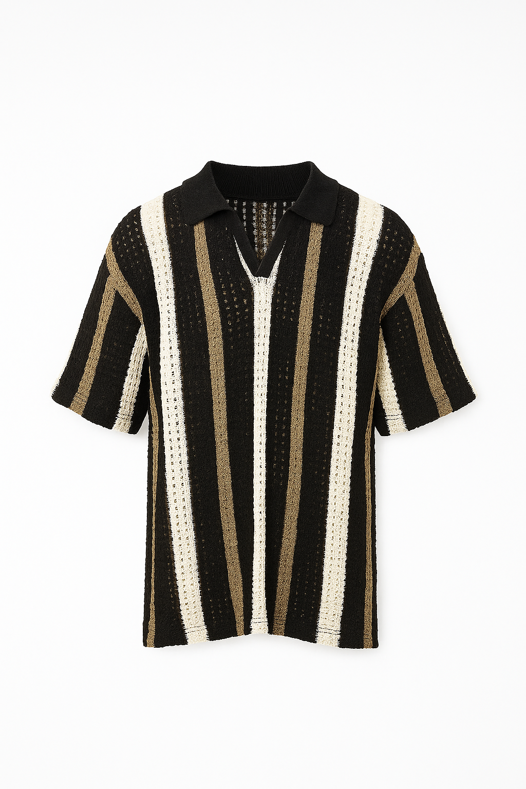 Black Knit Polo Tee